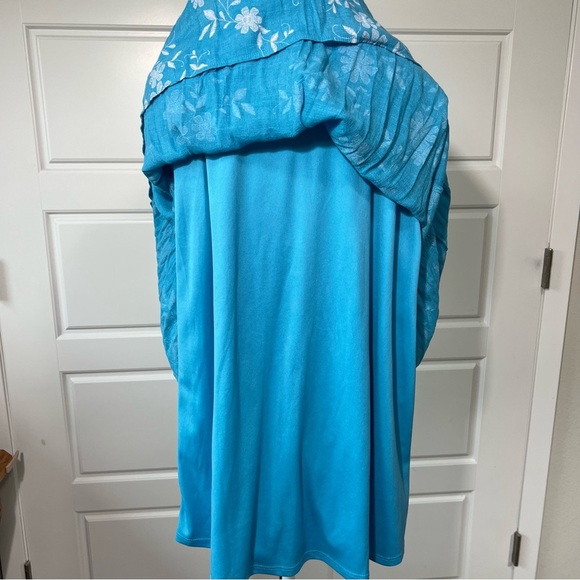 Cato Blue Floral Embroidered Summer Dress Flutter Sleeve Casual Sundress Medium - Picture 8 of 8